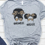 Afro Mom Life and Kid Life on Leopard Print