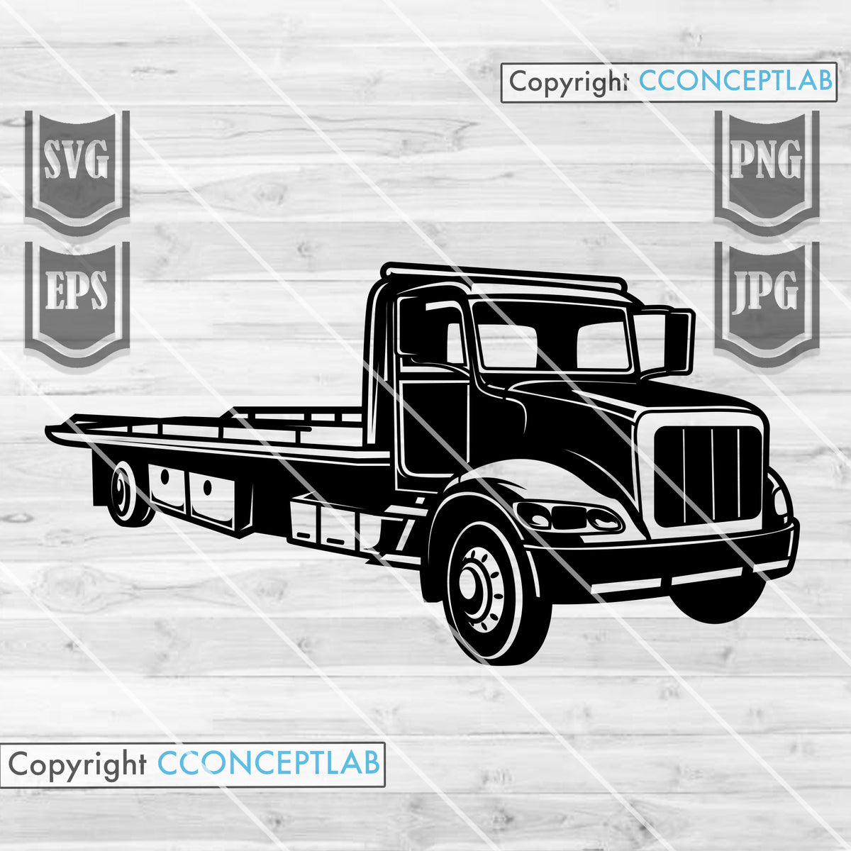 tow truck with flatbed clipart