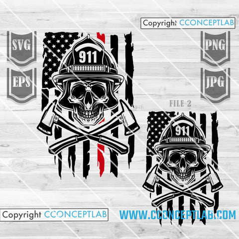 US Firefighter Skull | Firefighter SVG