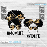 Afro Mom Life and Kid Life on Leopard Print