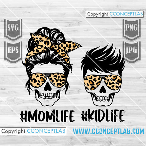 MomLife KidLife Son Skull Leopard