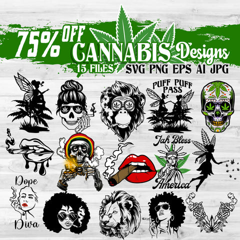 15 Cannabis Designs Bundle 2 - 75% OFF