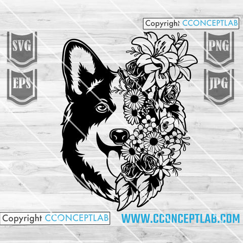 Floral Corgi Dog