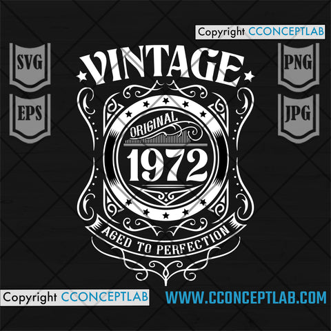 Year 1972 -  Aged to Perfection | Vintage Birthday Gift Idea