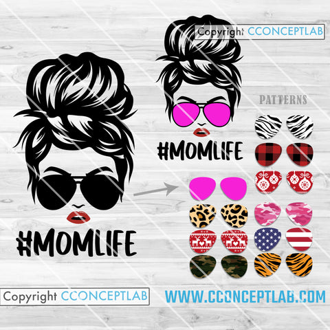 MomLife Bun Hair Pattern Glasses