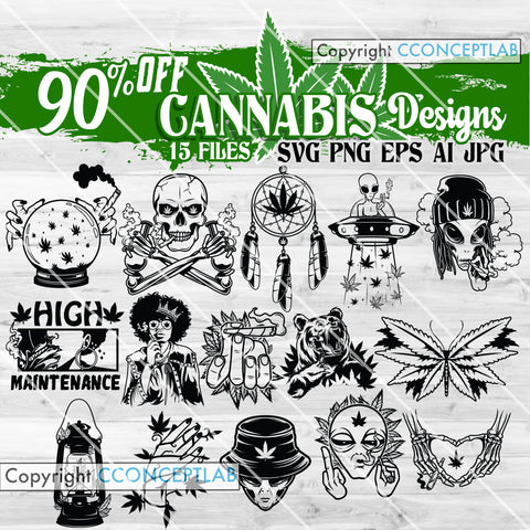 15 Cannabis Designs Bundle 3 - 90% OFF