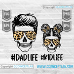Dad Life and Kid Life Skull on Leopard