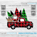 Santa Riding Farm truck | Buffalo Plaid Truck